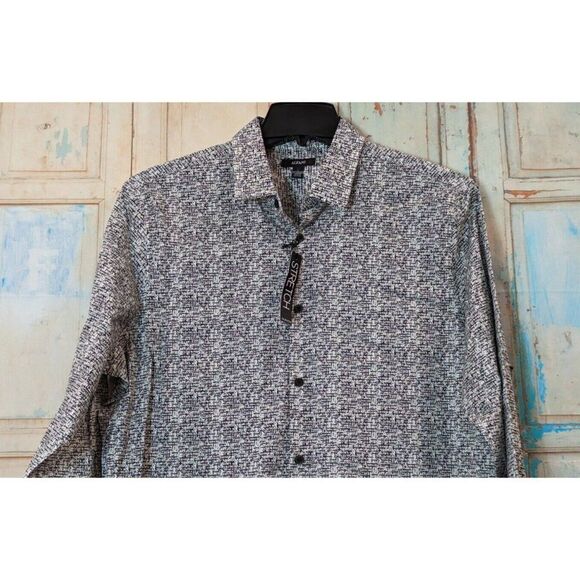 Alfani Mens Size Large Bright White Stretch Long Sleeve Collared Button-Up Shirt - Picture 4 of 10